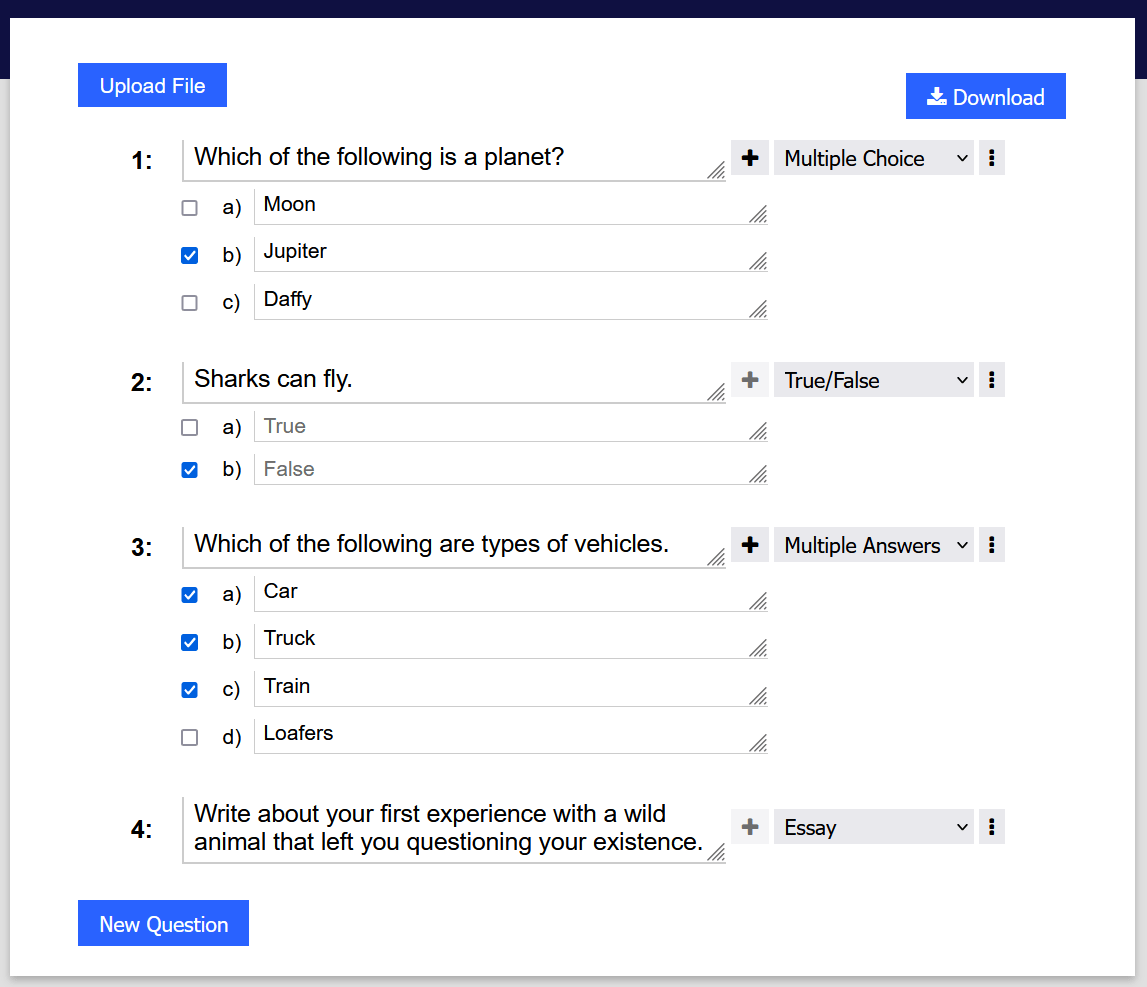 Example test within application.